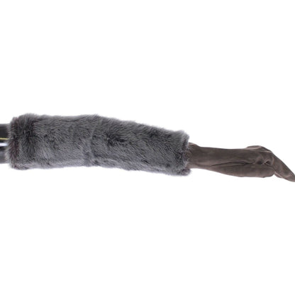Dolce & Gabbana Gray Mink Fur Lambskin Suede Leather Gloves