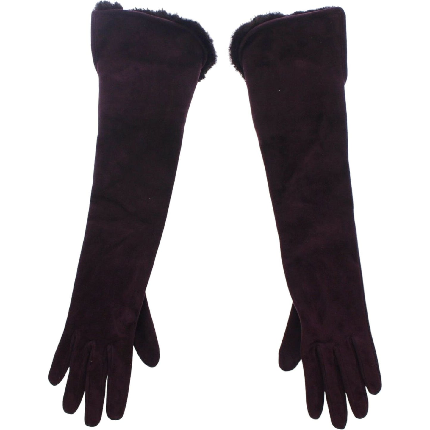 Dolce & Gabbana Purple Mink Fur Goatskin Suede Leather Gloves MOM11456-1
