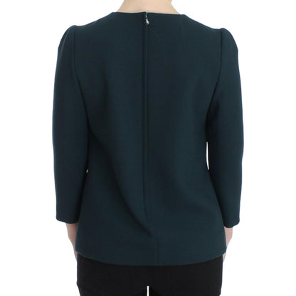 Dolce & Gabbana Green 3/4 sleeve wool blouse Dolce & Gabbana