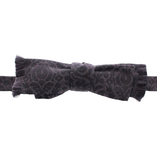 Dolce & Gabbana Gray Black Wool Bow Tie MOM24152