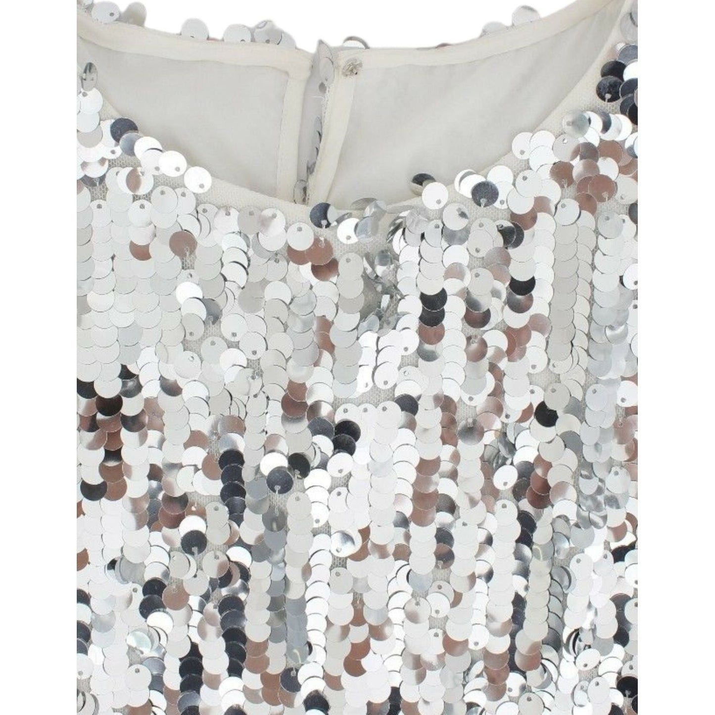 Dolce & Gabbana Silver Sequined Crewneck Blouse T-shirt Top SIG13202-2