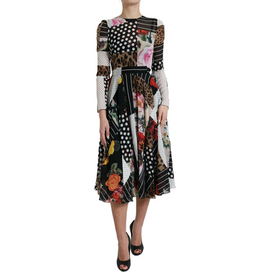 Dolce & Gabbana Multicolor Patchwork Floral Leopard Dress