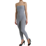 Dolce & Gabbana Gray Nylon Strapless Bodycon Jumpsuit Dress DR281053-40