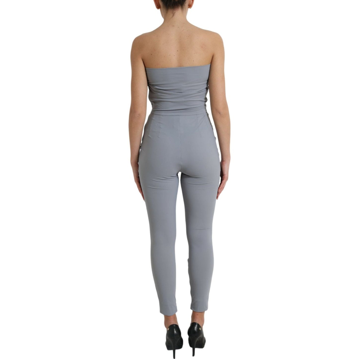 Dolce & Gabbana Gray Nylon Strapless Bodycon Jumpsuit Dress DR281053-40