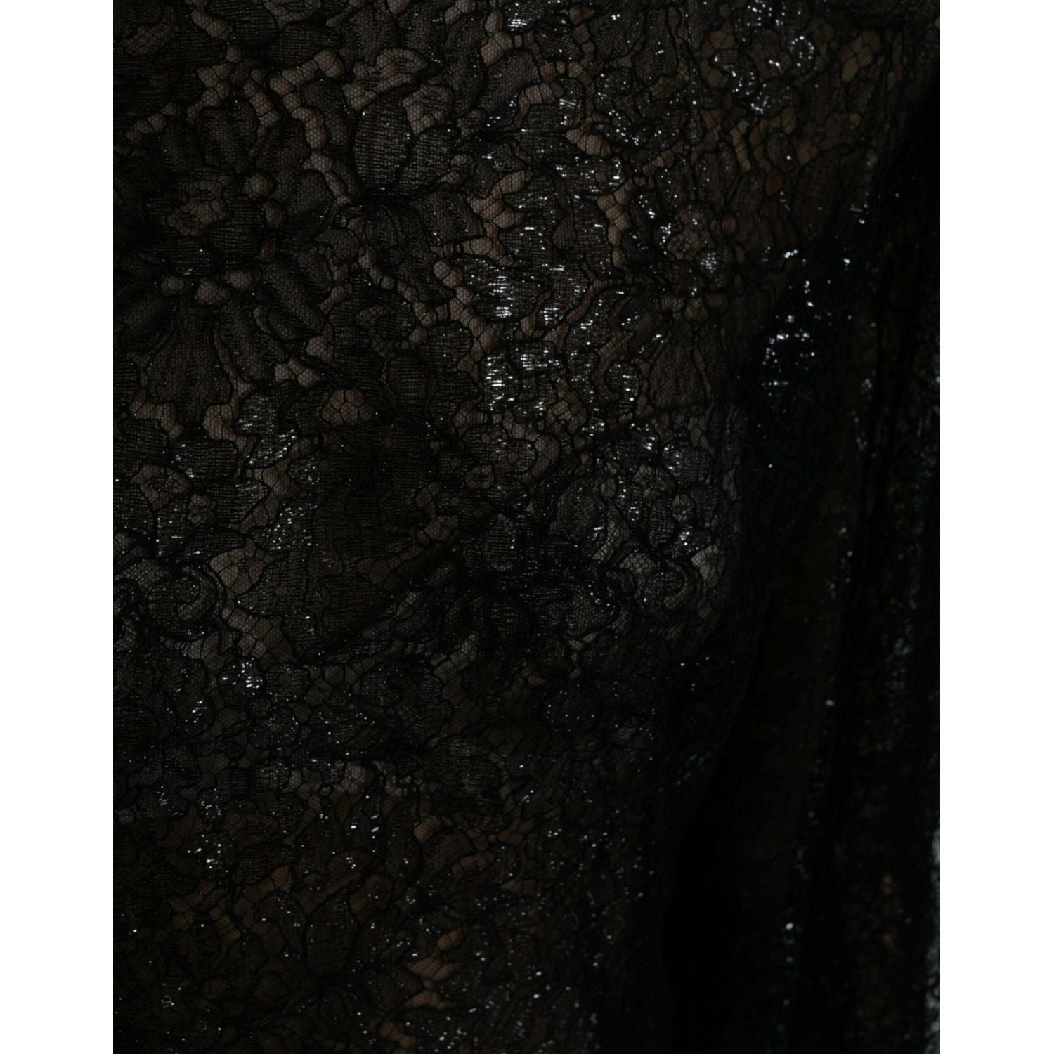 Dolce & Gabbana Black Floral Lace Sheer A-line Midi Dress