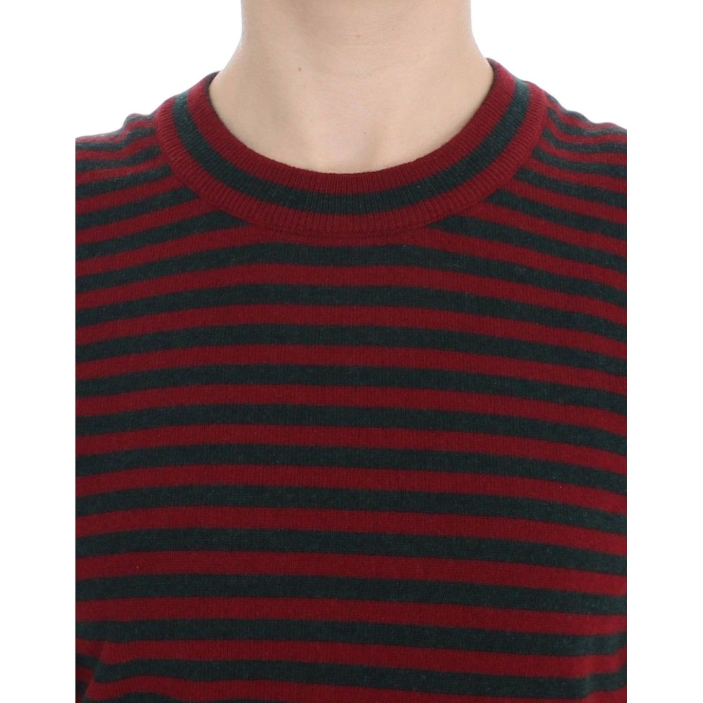 Dolce & Gabbana Red Gray Cashmere Short Sleeve Sweater SIG13354-36