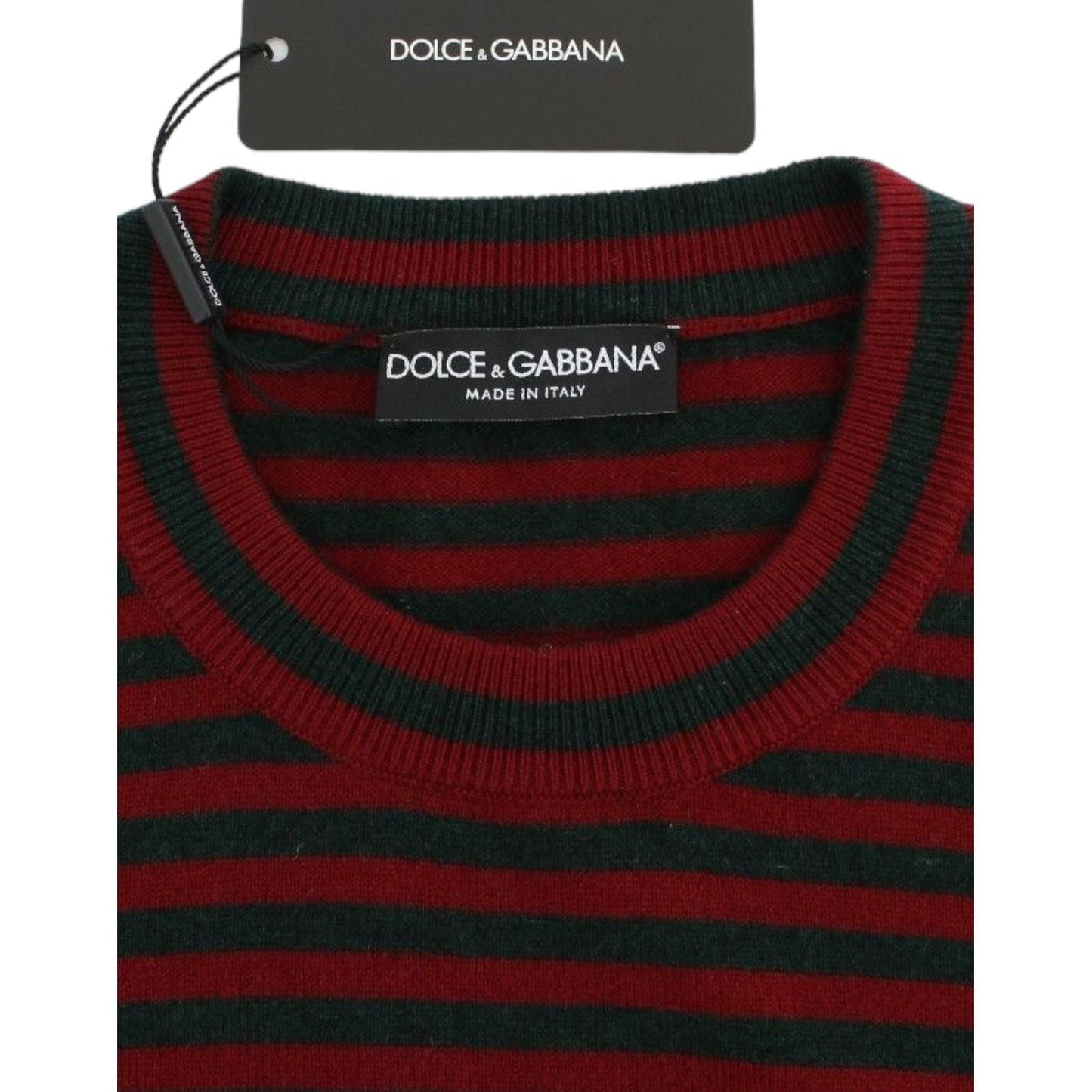 Dolce & Gabbana Red Gray Cashmere Short Sleeve Sweater SIG13354-36