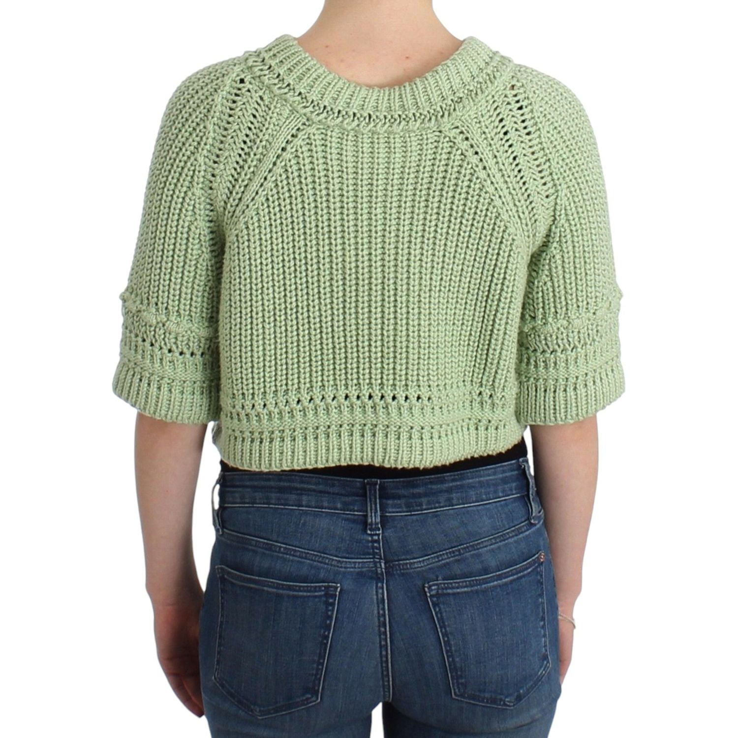 Ermanno Scervino Green Cropped Knit Sweater Knitted Jumper