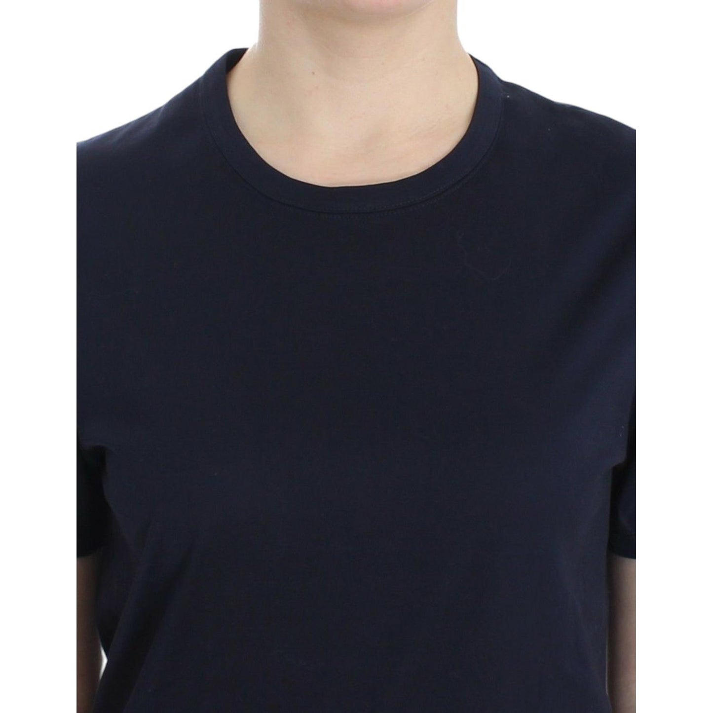 Ermanno Scervino Lingerie Blue Crewneck Cotton Logo T-shirt
