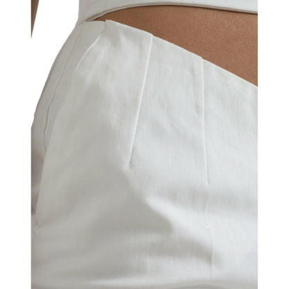 Dolce & Gabbana Black White Cotton Cut Out Waist Tapered Pants