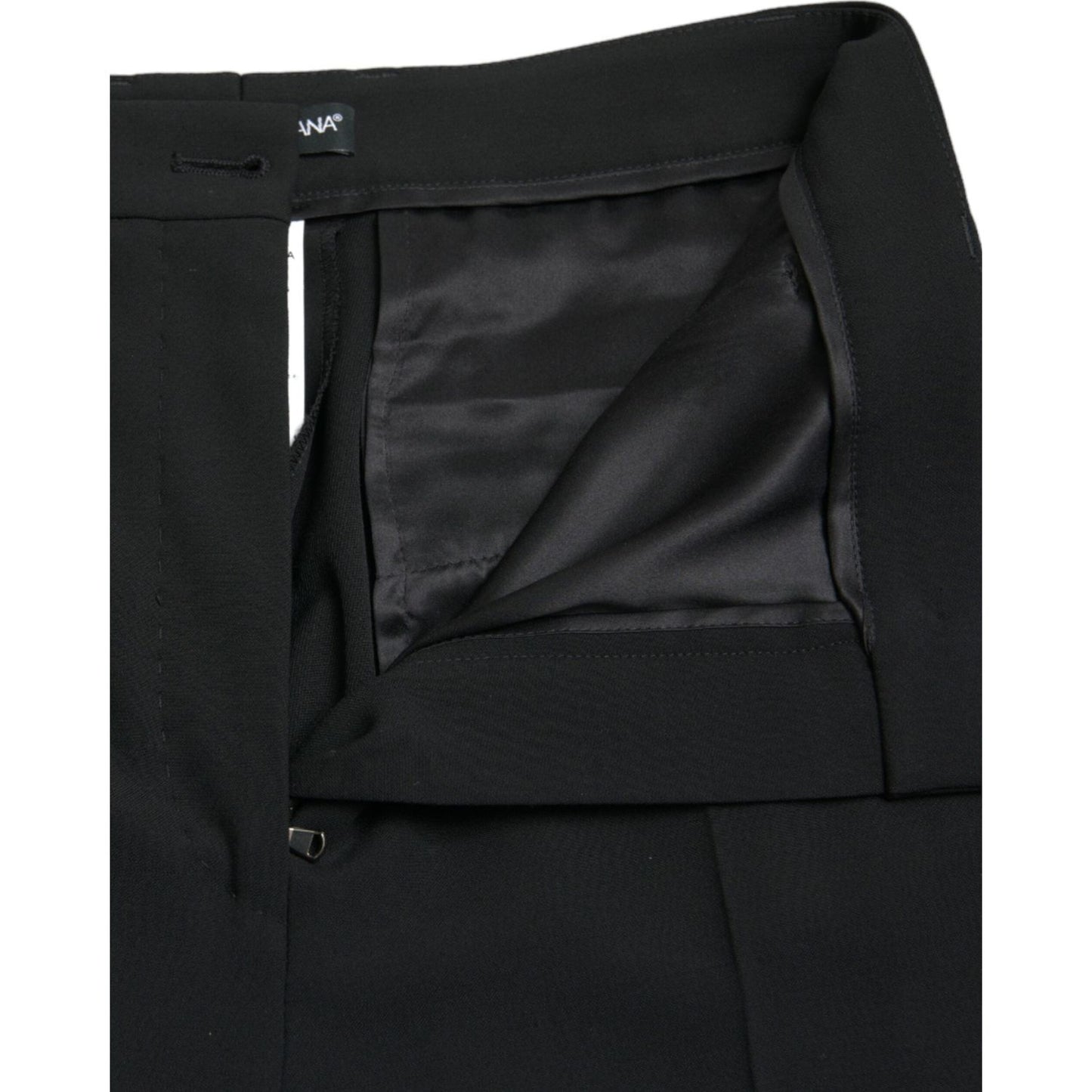 Dolce & Gabbana Black Wool High Waist Tapered Pants