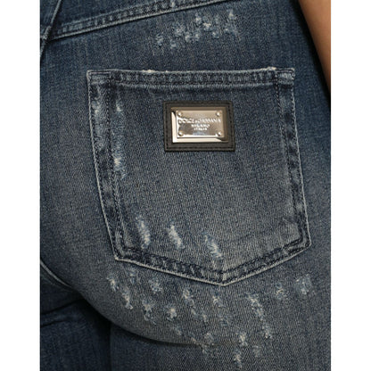 Dolce & Gabbana Dark Blue Distressed GRACE Skinny Denim Jeans
