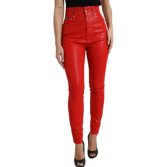 Dolce & Gabbana Red Cotton High Waist Skinny Denim Jeans PAN75009-40