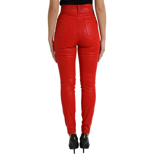 Dolce & Gabbana Red Cotton High Waist Skinny Denim Jeans PAN75009-40