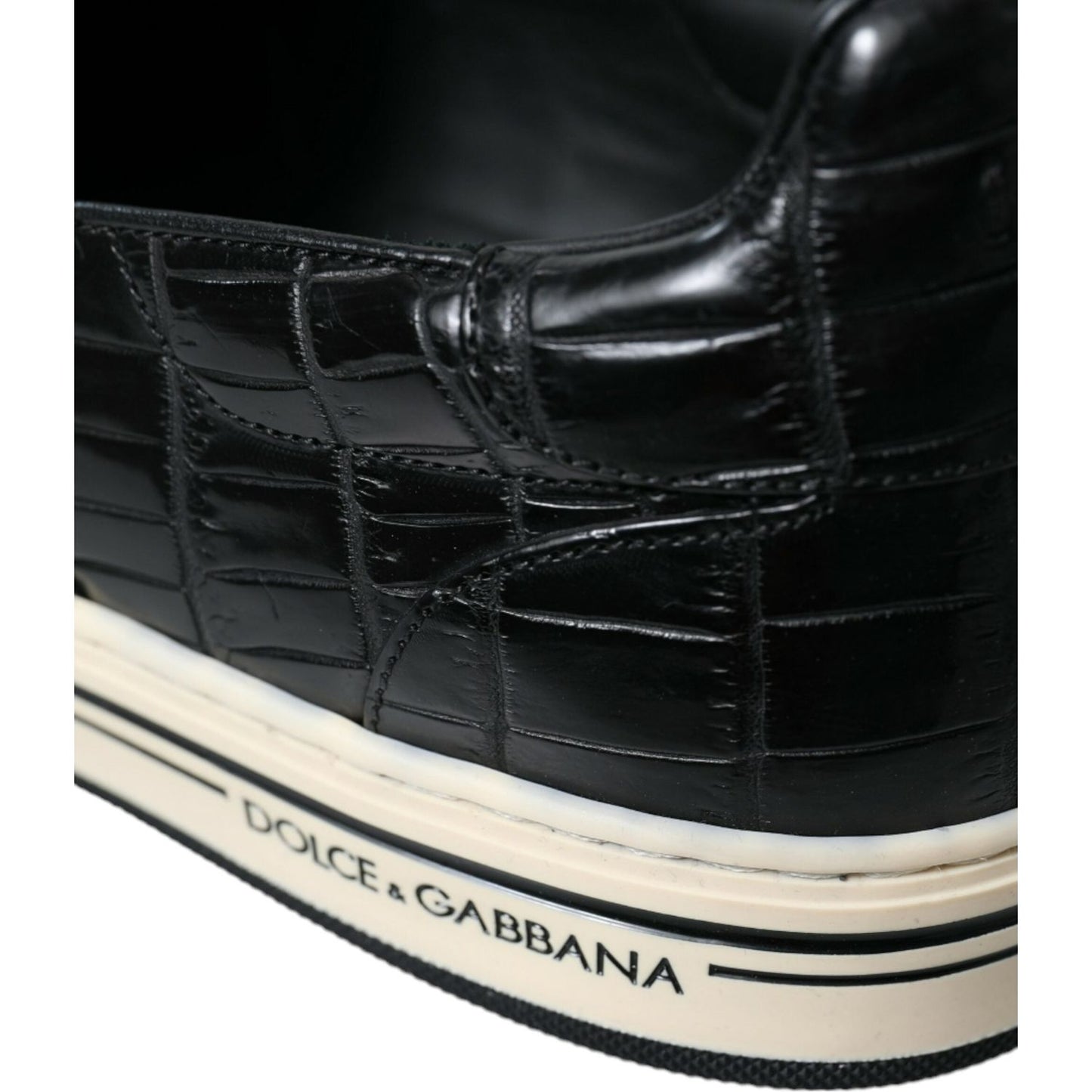 Dolce & Gabbana Black Croc Exotic Leather Sneakers Shoes Dolce & Gabbana