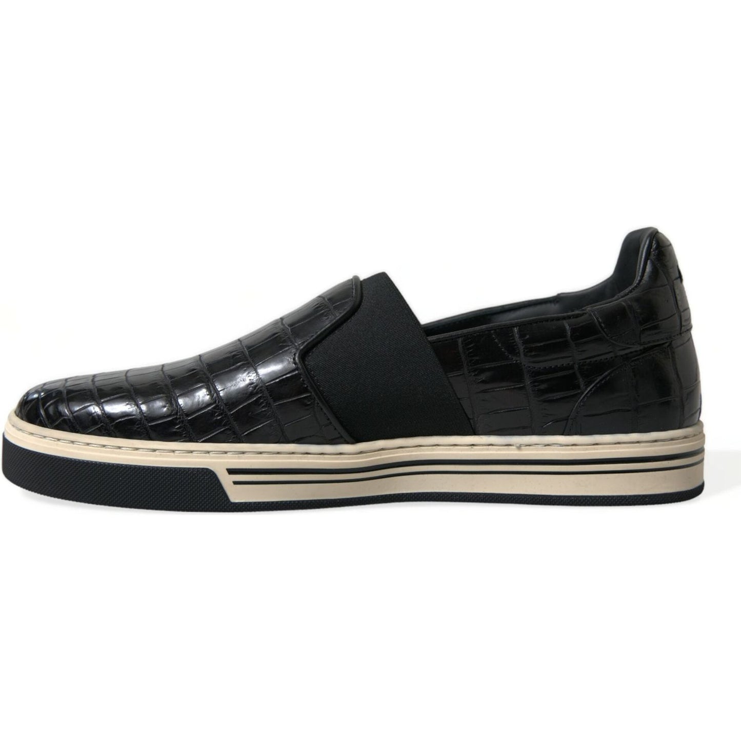 Dolce & Gabbana Black Croc Exotic Leather Sneakers Shoes Dolce & Gabbana