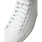 Dolce & Gabbana Elegant White Leather High Top Sneakers Dolce & Gabbana Light Gray