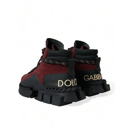 Dolce & Gabbana Burgundy Super King High Top Men Sneakers Shoes Dolce & Gabbana