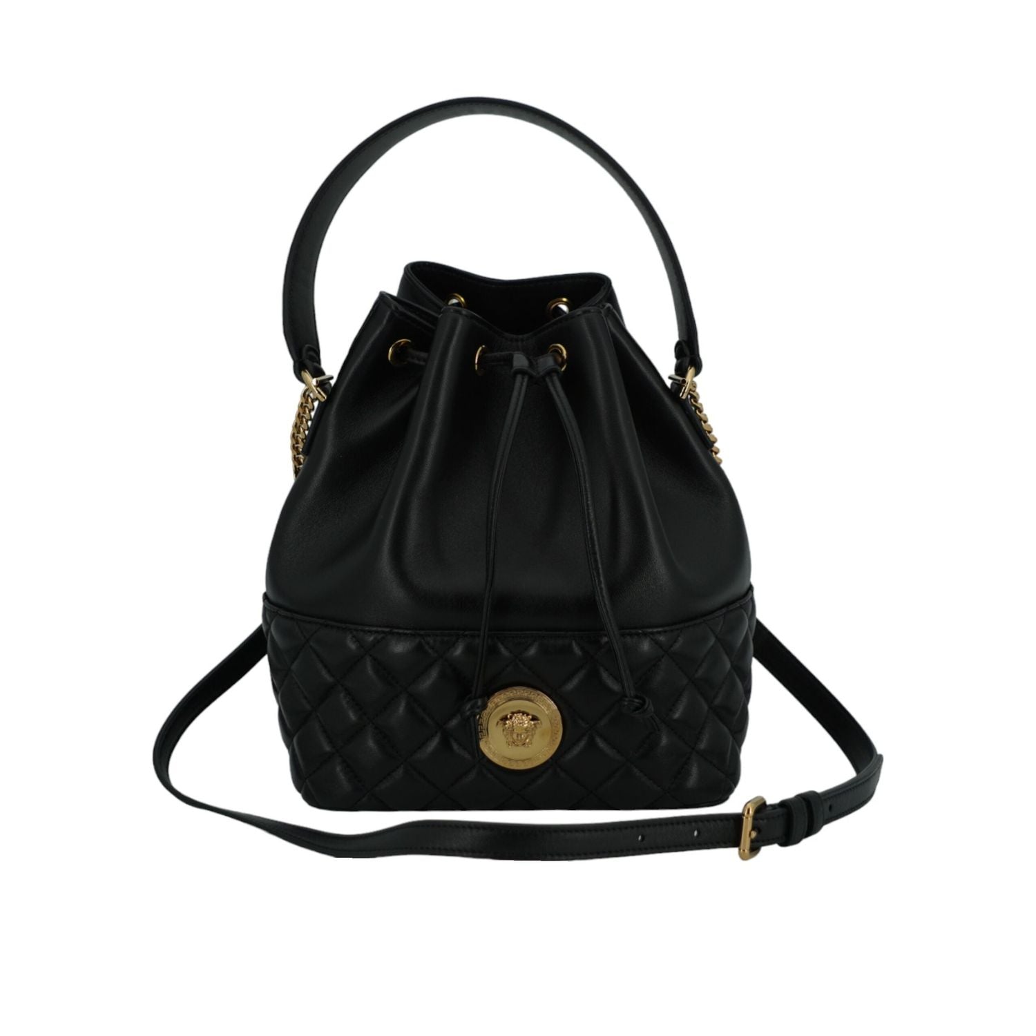 Front view with bag zipped and handles upright.