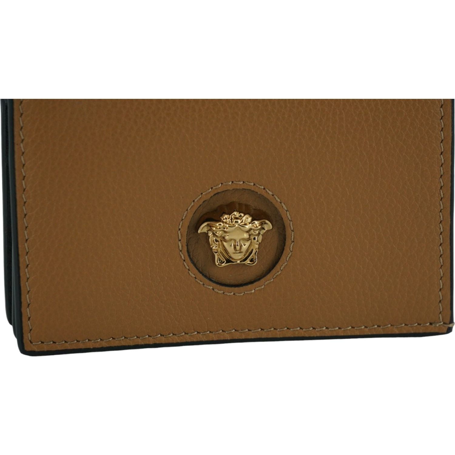 Versace Elegant Compact Leather Wallet in Brown
