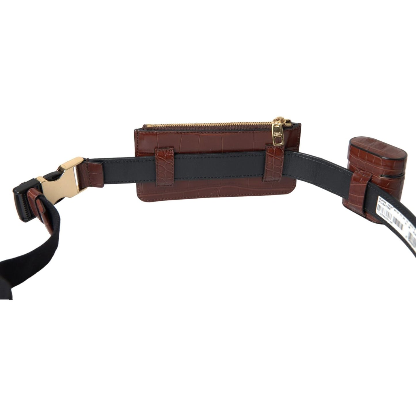 Dolce & Gabbana Brown Alligator Leather Airpods Case Coin Purse Wallet
