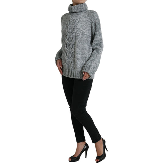 Dolce & Gabbana Gray Cashmere Turtle Neck Pullover Sweater TSH84347-40