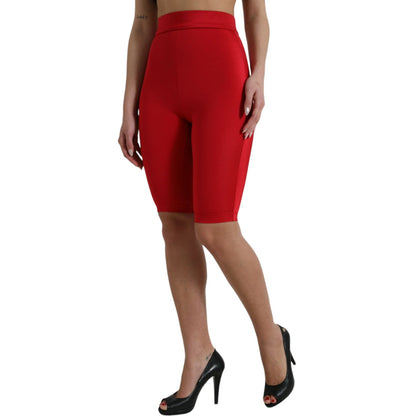 Dolce & Gabbana Red Stretch High Waist Cropped Leggings Pants
