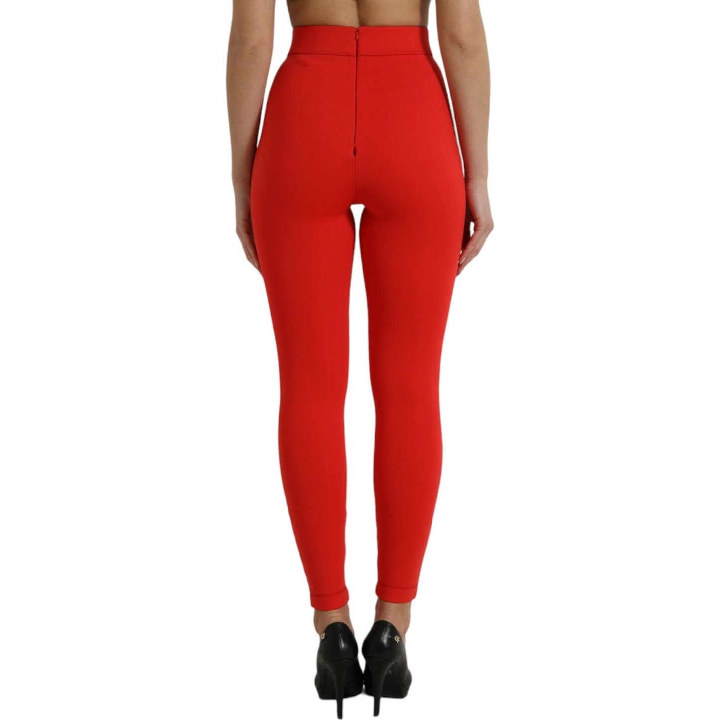 Dolce & Gabbana Red Nylon Stretch Slim Leggings Pants PAN74997-40