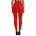 Dolce & Gabbana Red Nylon Stretch Slim Leggings Pants PAN74997-40