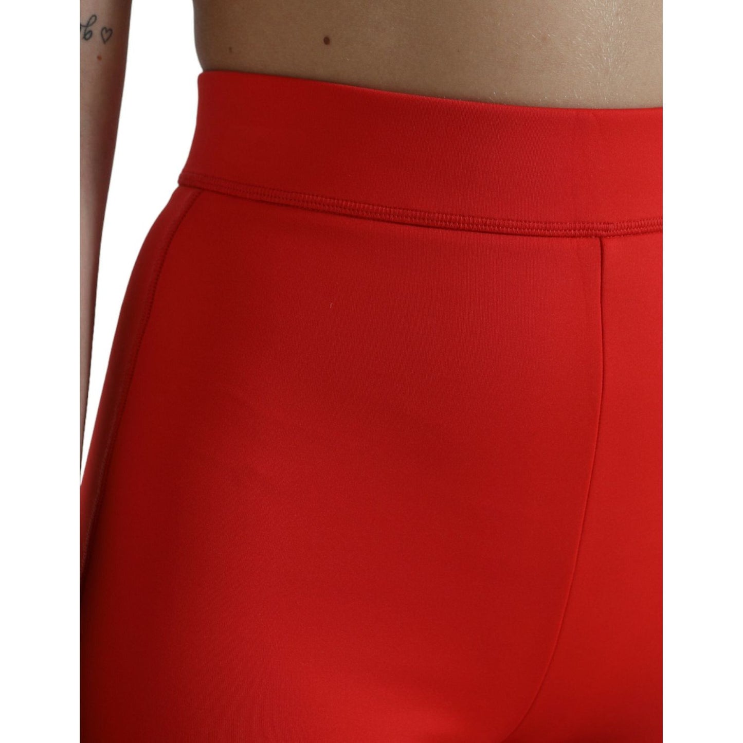 Dolce & Gabbana Red Nylon Stretch Slim Leggings Pants PAN74997-40