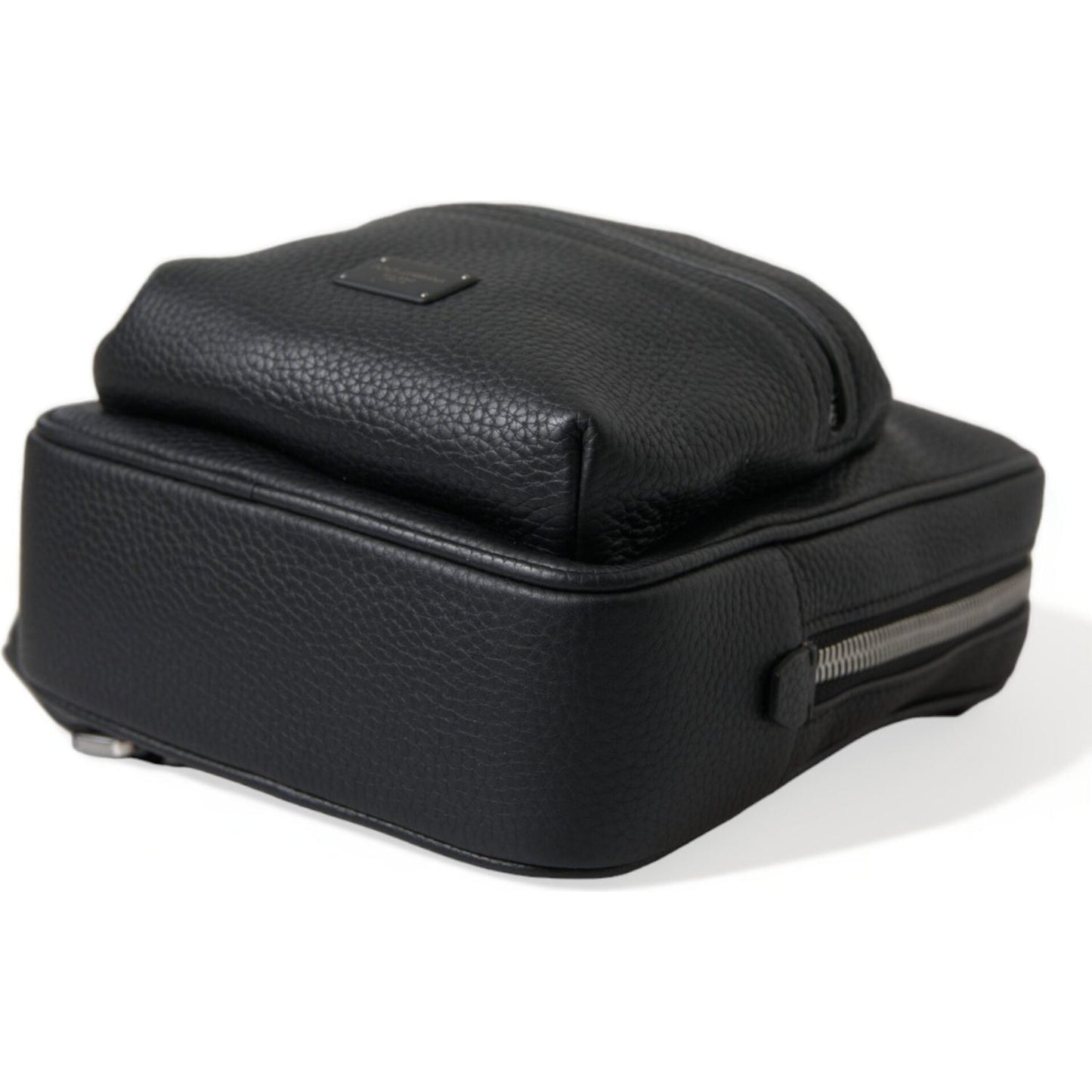 Dolce & Gabbana Black Calfskin Leather Logo Palermo Backpack Bag