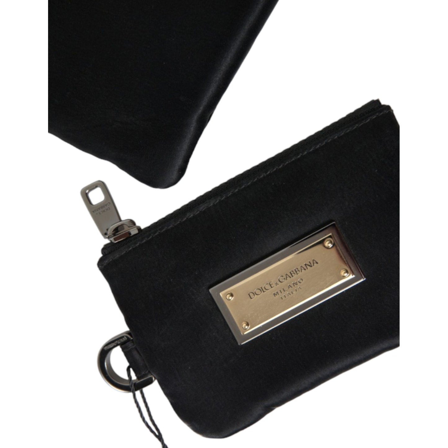 Dolce & Gabbana Black Nylon Logo Plaque Keyring Pouch Clutch Bag Dolce & Gabbana