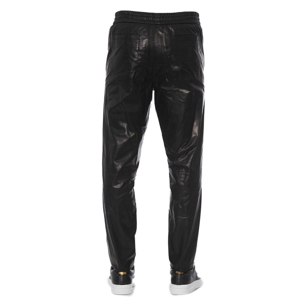 Trussardi Sleek Black Leather Trousers for Men TR-24082-IT50-FBB-176