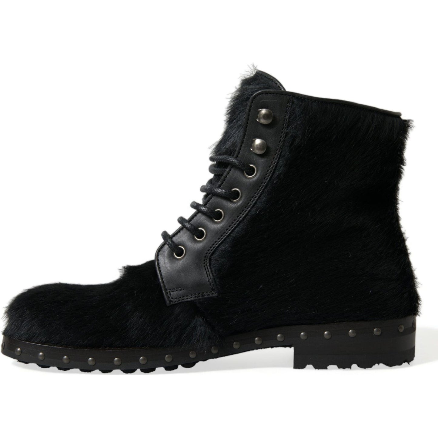 Dolce & Gabbana Black Pony Style Leather Mid Calf Boots Shoes MV5538-40