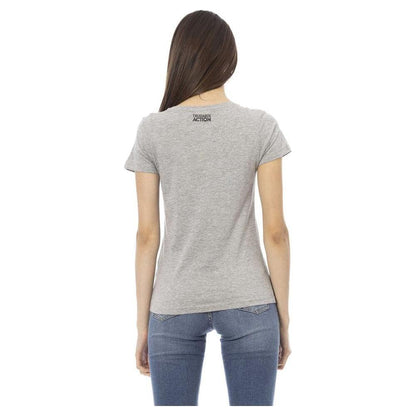 Trussardi Action Gray Cotton Women V-Neck Top
