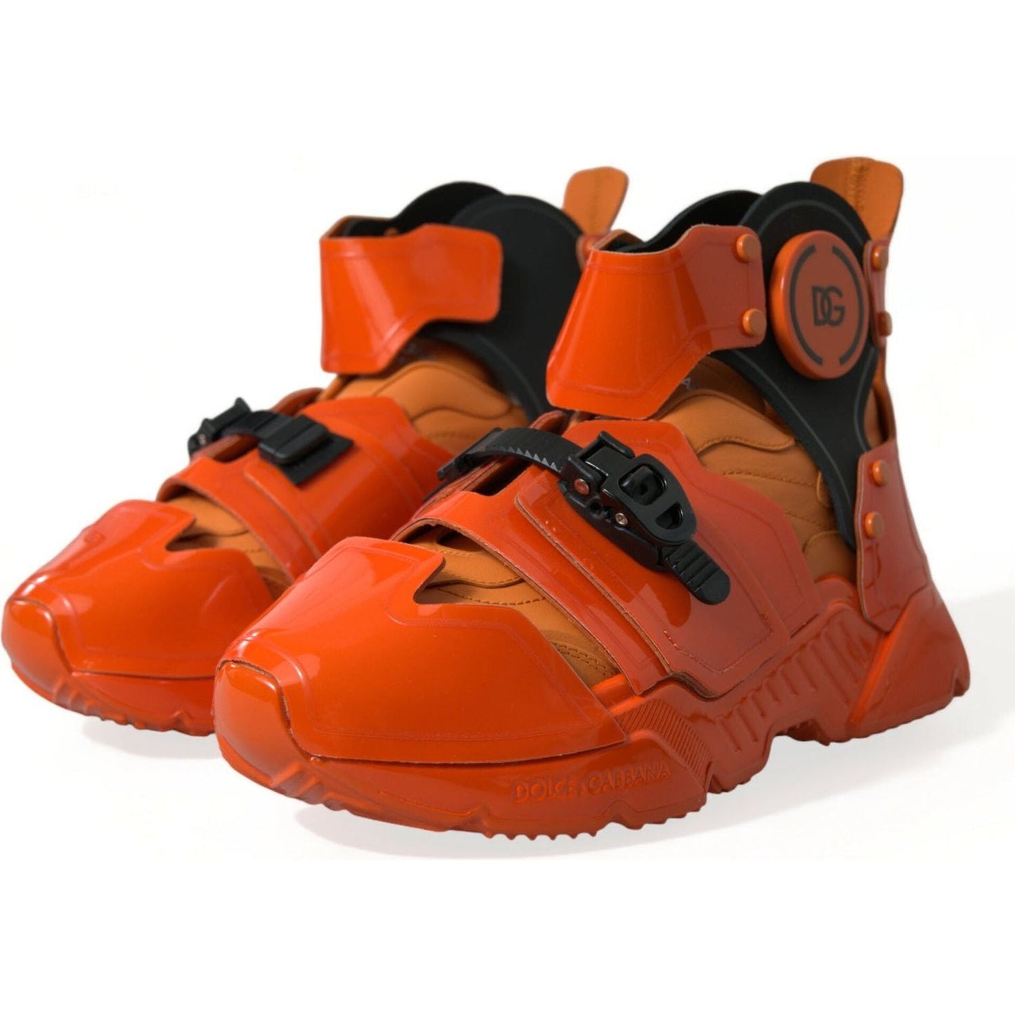Dolce & Gabbana Orange Multi Panel Chunky High Top Sneakers Shoes Dolce & Gabbana