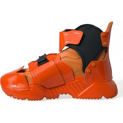 Dolce & Gabbana Orange Multi Panel Chunky High Top Sneakers Shoes Dolce & Gabbana