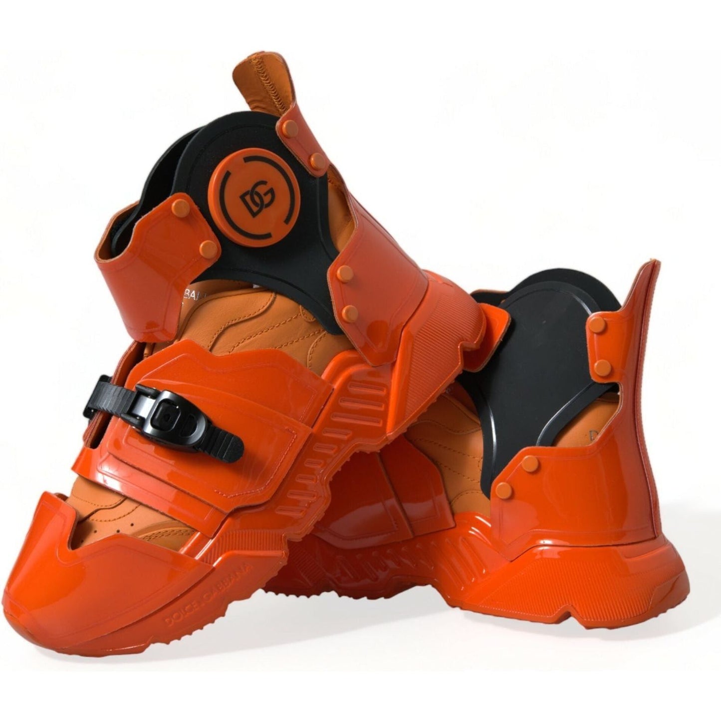 Dolce & Gabbana Orange Multi Panel Chunky High Top Sneakers Shoes Dolce & Gabbana