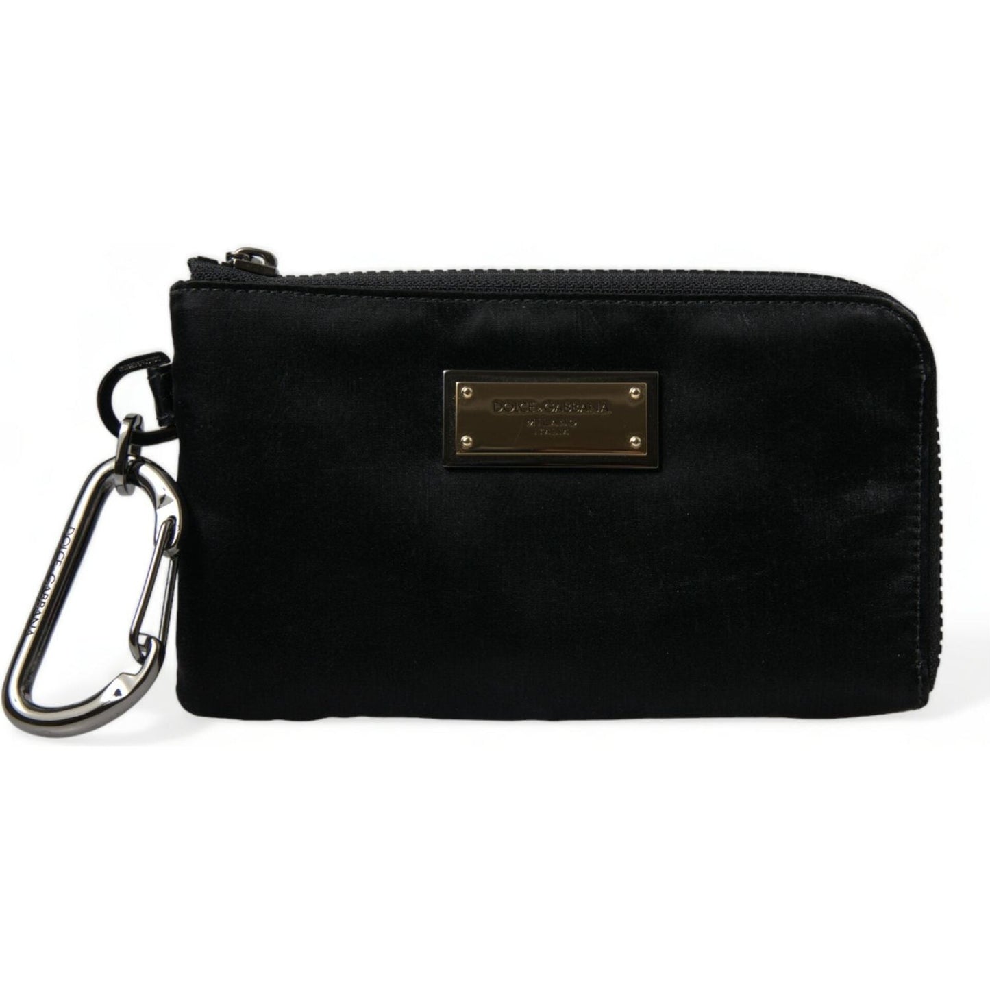 Dolce & Gabbana Black Nylon Logo Plaque Keyring Pouch Clutch Bag Dolce & Gabbana