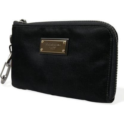 Dolce & Gabbana Black Nylon Logo Plaque Keyring Pouch Clutch Bag Dolce & Gabbana
