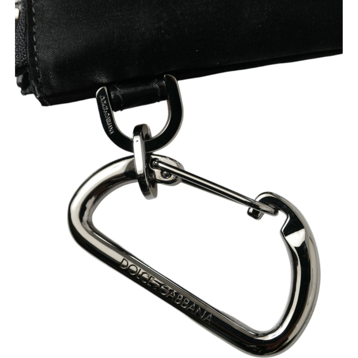 Dolce & Gabbana Black Nylon Logo Plaque Keyring Pouch Clutch Bag Dolce & Gabbana