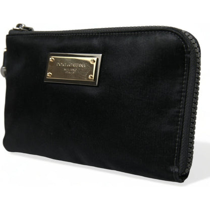 Dolce & Gabbana Black Nylon Logo Plaque Keyring Pouch Clutch Bag Dolce & Gabbana