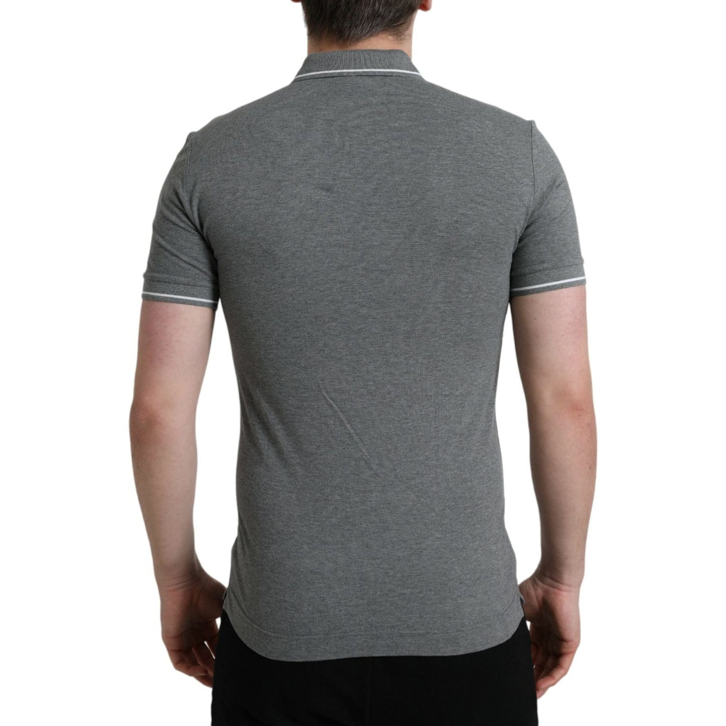 Dolce & Gabbana Gray Collared Short Sleeve Crown T-shirt