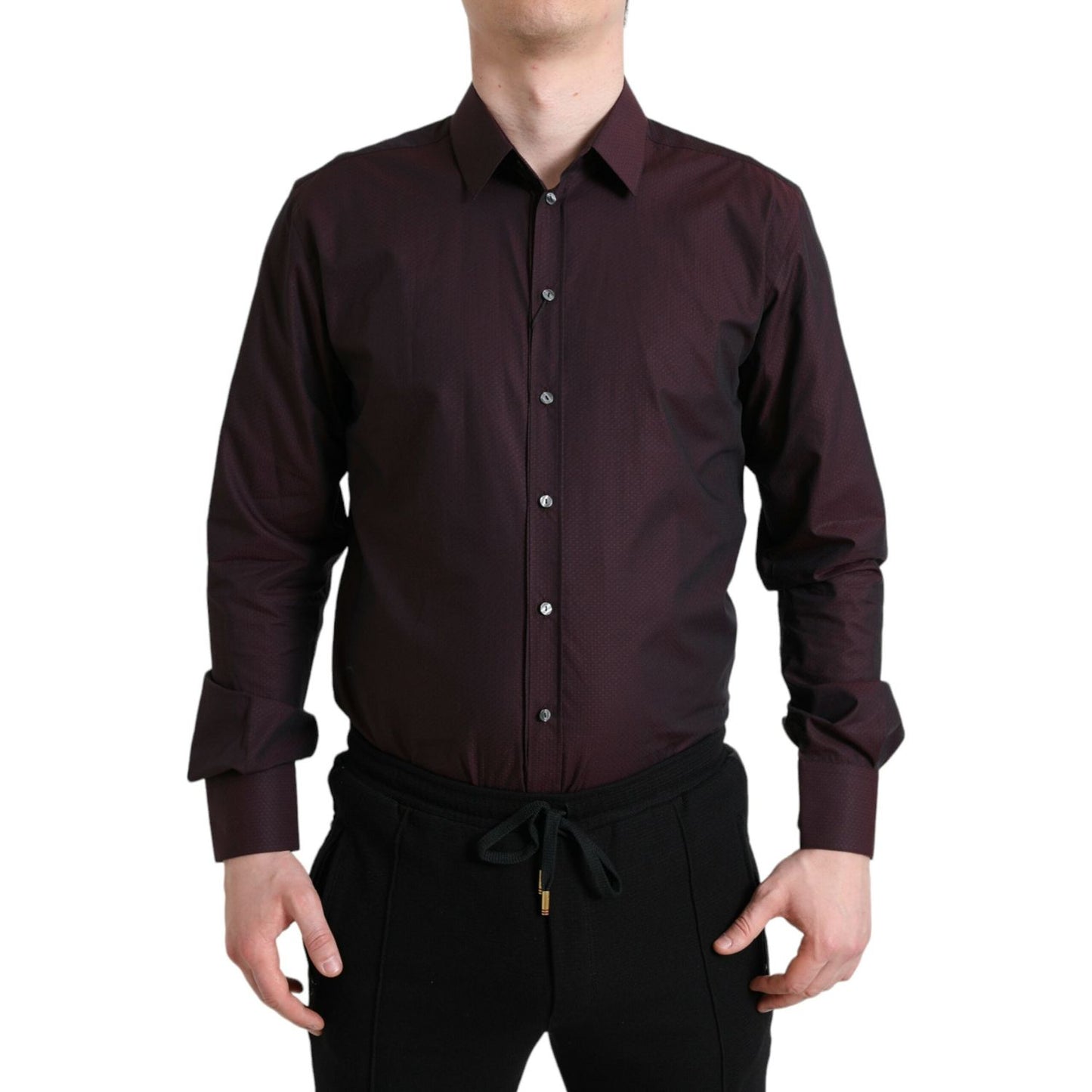 Dolce & Gabbana Maroon Jacquard Formal Dress MARTINI Shirt Dolce & Gabbana