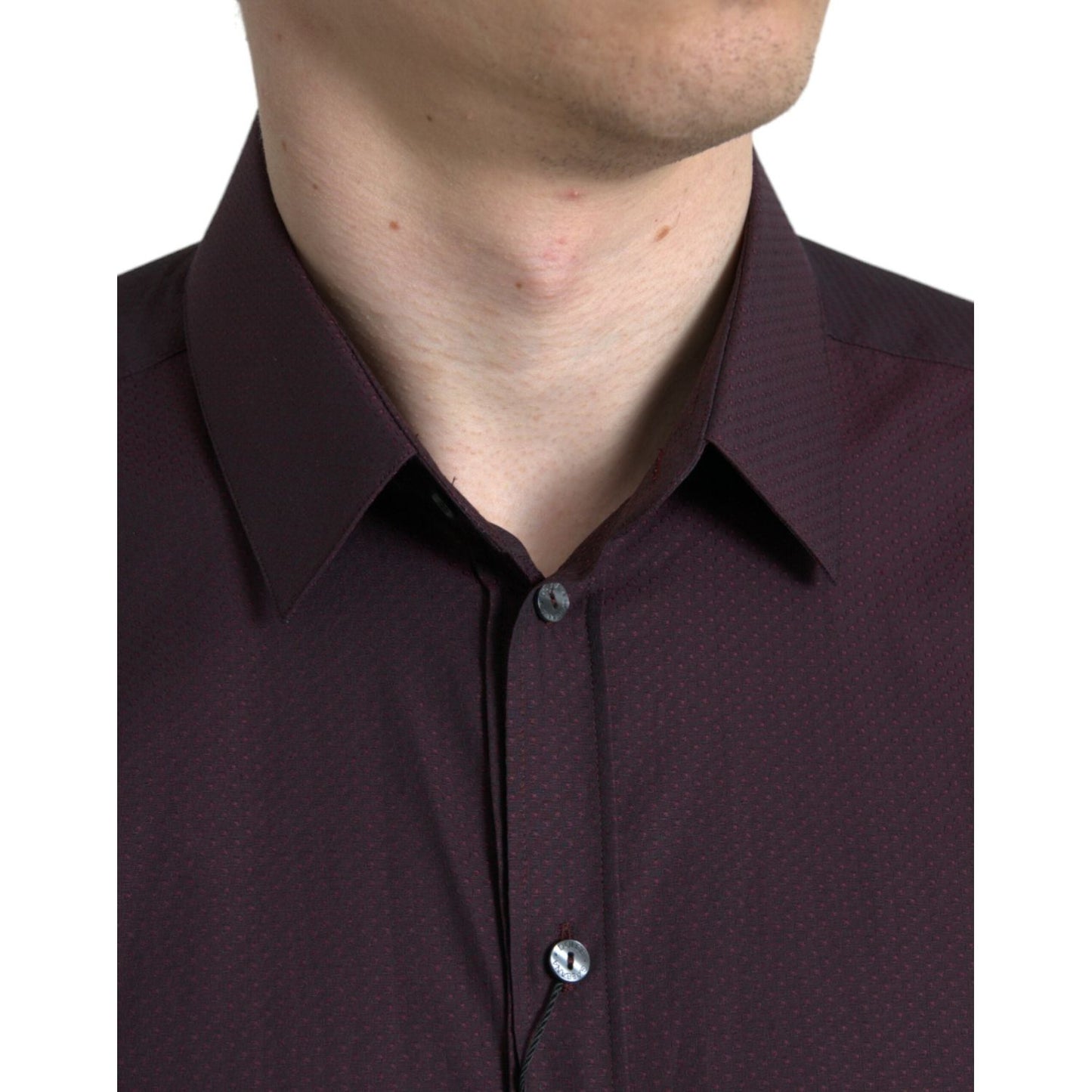 Dolce & Gabbana Maroon Jacquard Formal Dress MARTINI Shirt Dolce & Gabbana