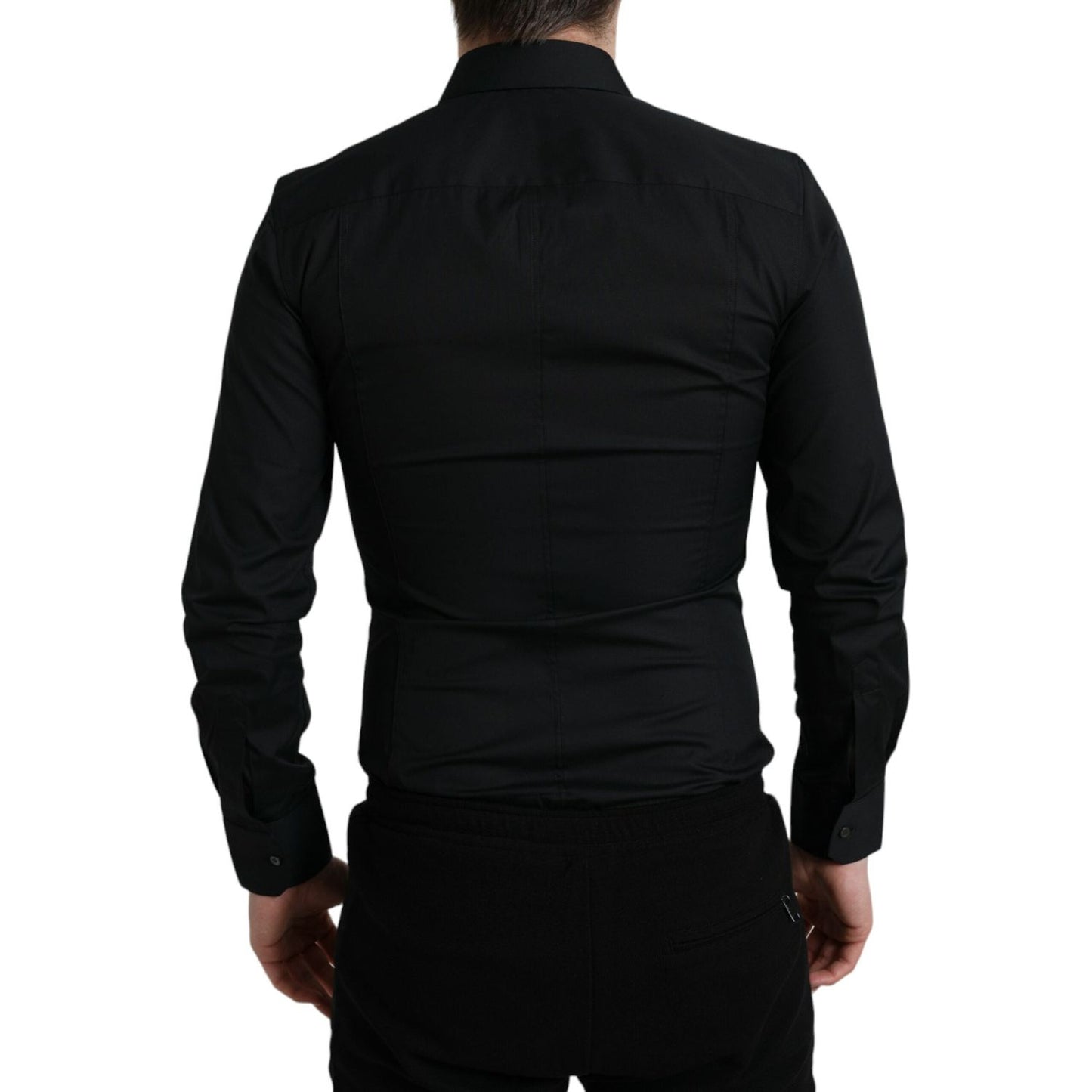 Dolce & Gabbana Black Cotton Stretch Slim Formal Dress Shirt Dolce & Gabbana