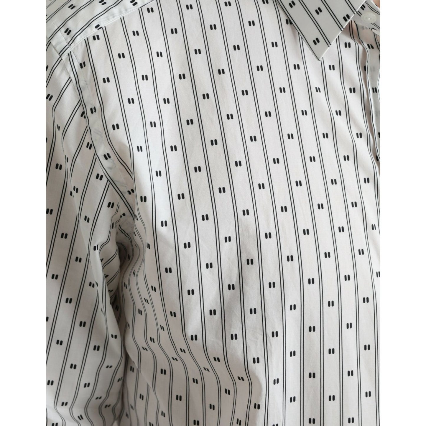 Dolce & Gabbana White Patterned Men GOLD Formal Dress Shirt Dolce & Gabbana