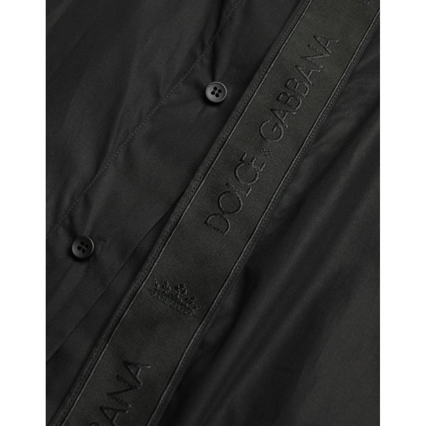 Dolce & Gabbana Black Cotton Logo Formal GOLD Dress Shirt Dolce & Gabbana