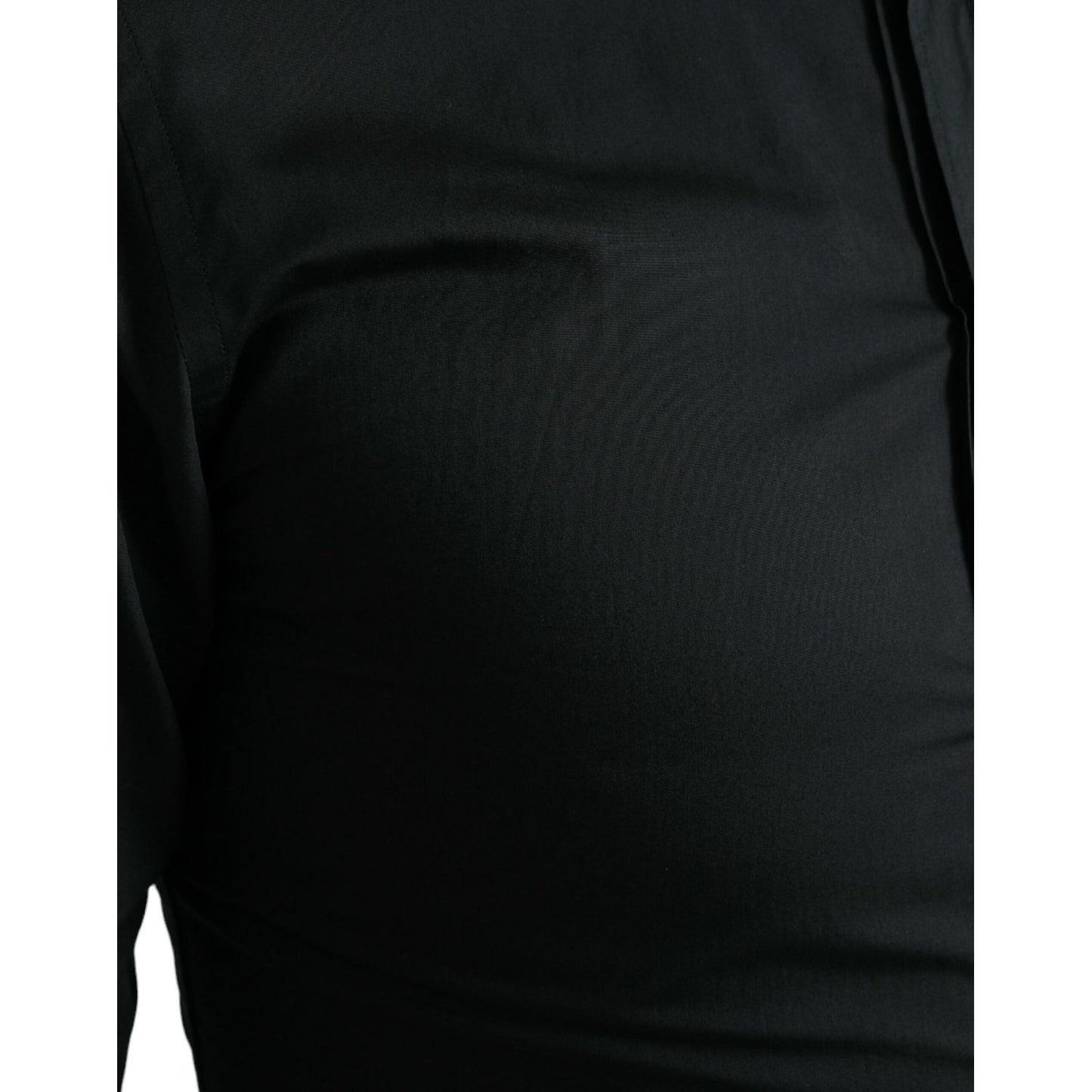 Dolce & Gabbana Black Cotton Silk Formal GOLD Dress Shirt Dolce & Gabbana