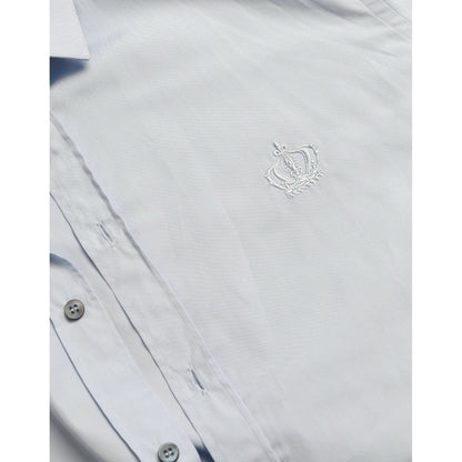 Dolce & Gabbana Sky Blue Cotton Men Formal GOLD Dress Shirt Dolce & Gabbana